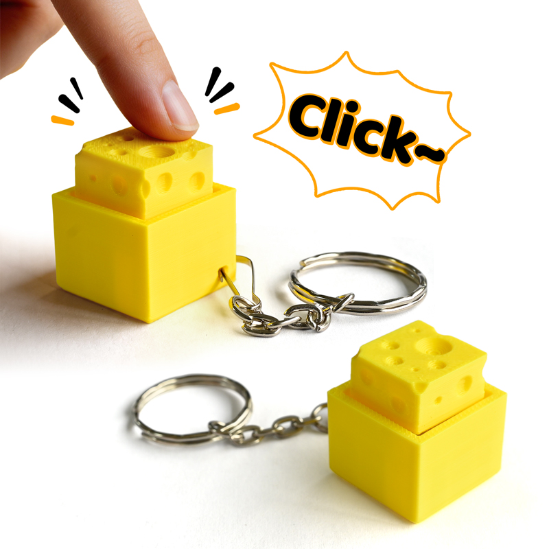 3D Printing Model Free - 3D プリントチーズキーフィジェットクリッカーキーホルダーミニキーボードキーキャップストレスリリーフ感覚玩具バックパックペンダントギフト抗不安