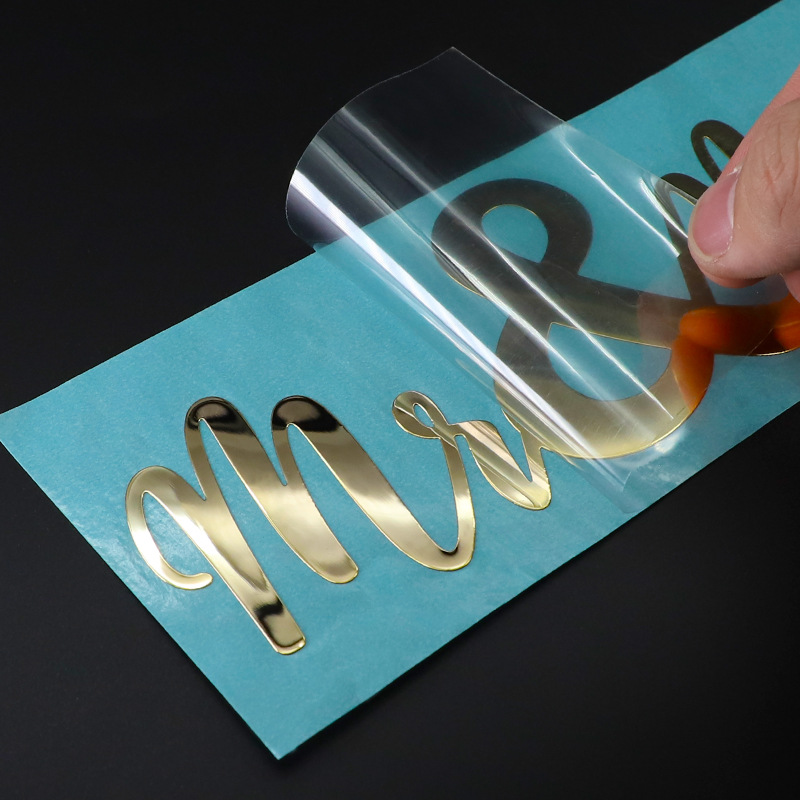 3D Printing Metal - 個人ロゴプリントメタル 3D ゴールドシルバー転写ステッカーエンボスステッカー包装袋ボックス木製ガラス面