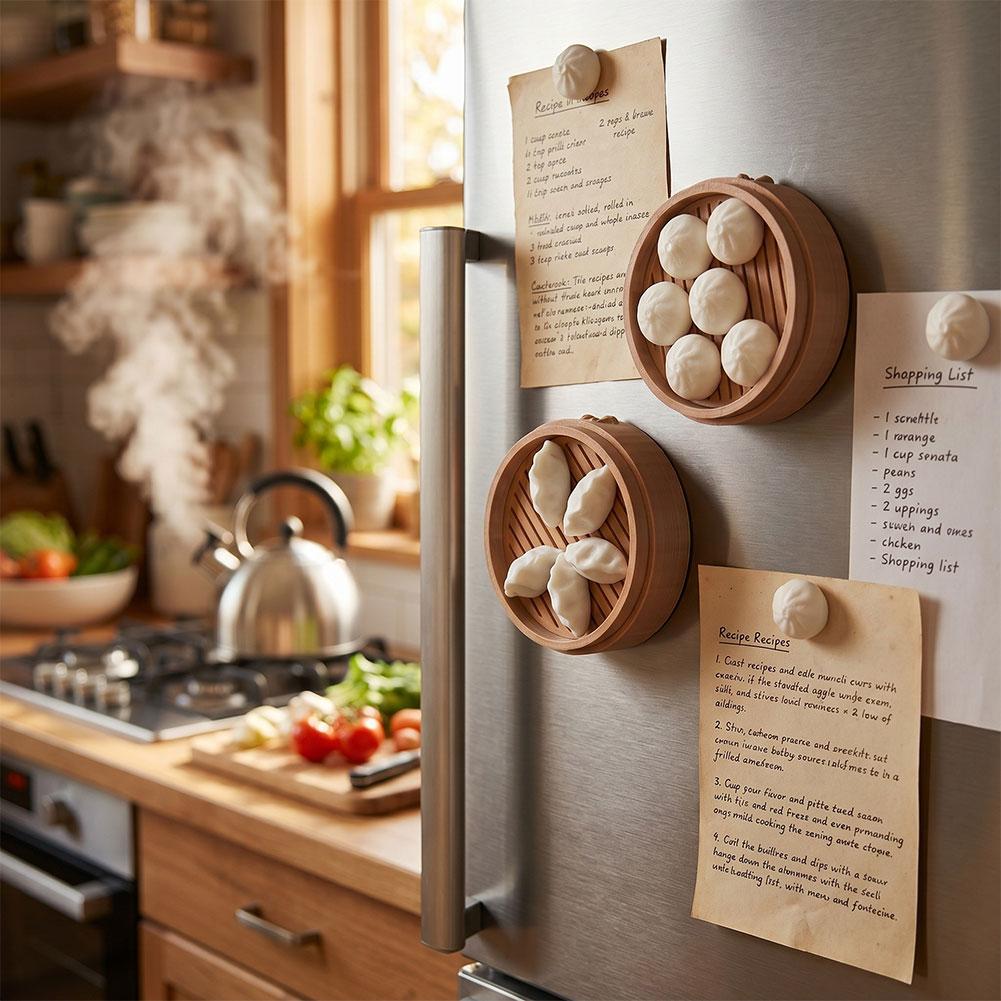 3D Printing Labubu - 3Dプリント製まんじゅう・餃子・卵トレイ冷蔵庫マグネット プラスチック製リアルなミニチュア食品 マグネットステッカー 面白いDIYラベル