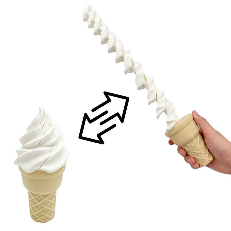 3D Printing Model Free - 3Dプリント製アイスクリーム伸縮式曲線型拡張・圧縮新奇で面白い抽象的な楽しいトリックハロウィンおもちゃ