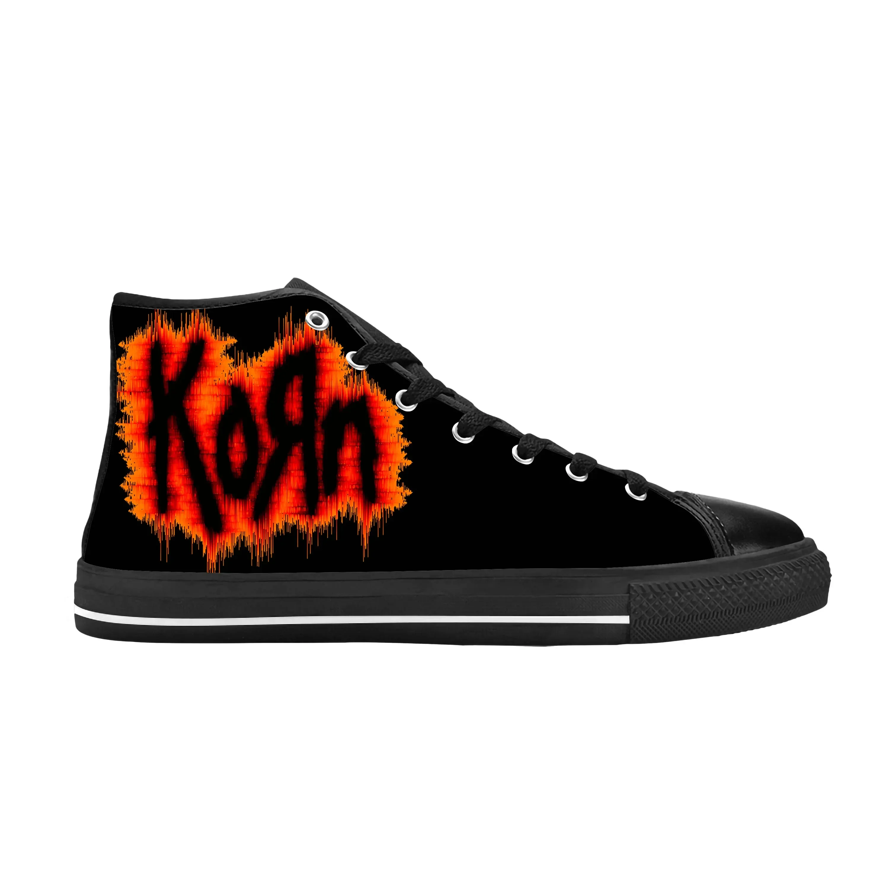 3D Printing Metal - Korn メタルロックバンド音楽ホラーファッション人気カジュアル布靴ハイトップ快適な通気性 3D プリント男性女性スニーカー