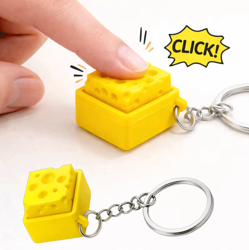 3D Printing Objects - 3Dプリントミニチーズキーボードクリッカーキーホルダーフィジェットボタンストレス解消キーリングおもちゃギフトキーホルダーアクセサリー