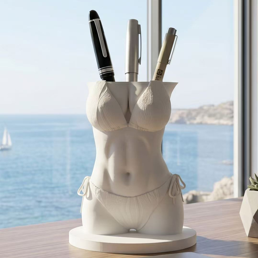 3D Printing Pen For Adults - セクシーなビキニボディペンホルダー、3Dプリントされた面白い質感の女性トルソーペンシルポット、クールなオフィスデスクブラシ収納デコレーション、男性へのギフト