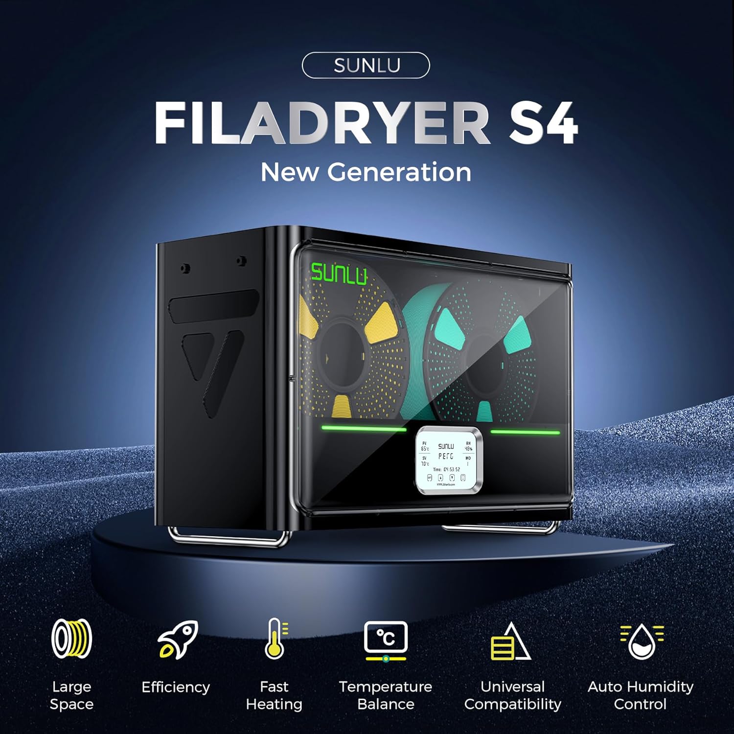 SUNLU S4 フィラメントドライヤーボックス 4 スプー - 3D Printing Ptc のレビューと価格