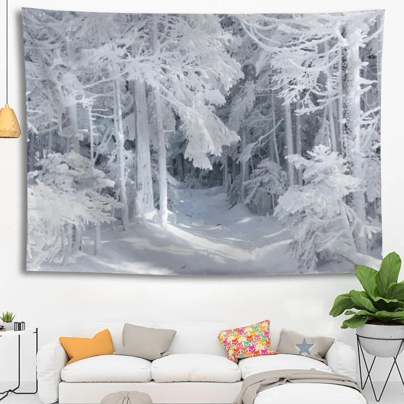 壁に掛ける雪の風景タペストリー,HDデジタル印刷,家の装飾, - 3D Printing Wall Loops のレビューと価格