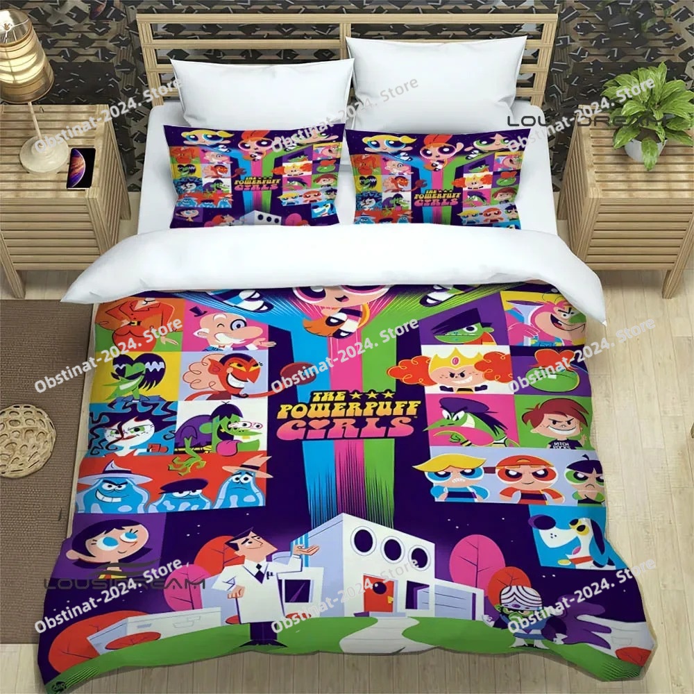 3D パワーパフガールズ漫画寝具セットプリントベッドセット布 - 3D Printing Quilting のレビューと価格