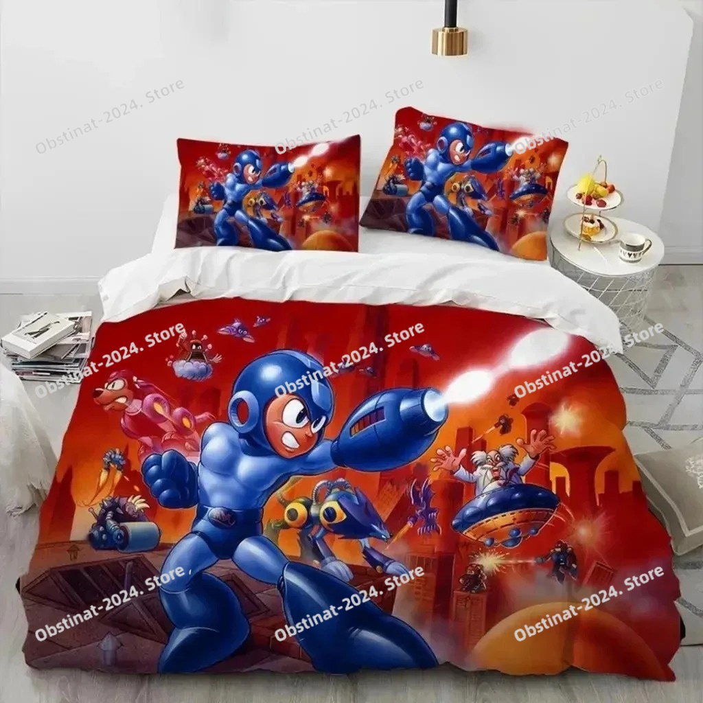 3D メガマン X ダイブ寝具セット、ロックマンプリントベッ - 3D Printing Quilting のレビューと価格