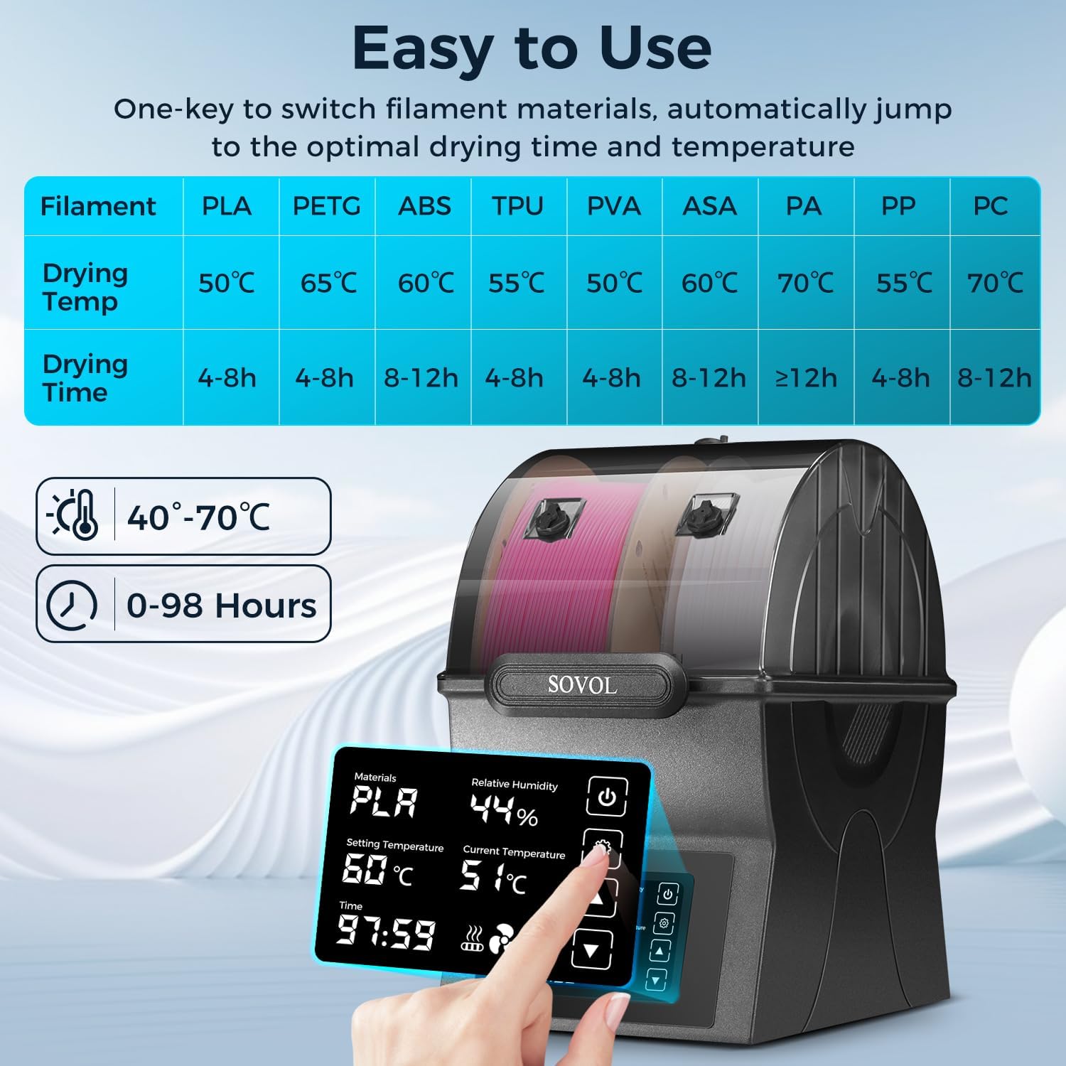 Sovol フィラメント乾燥機 SH02 ドライボックス フ - 3D Printing Ptc のレビューと価格