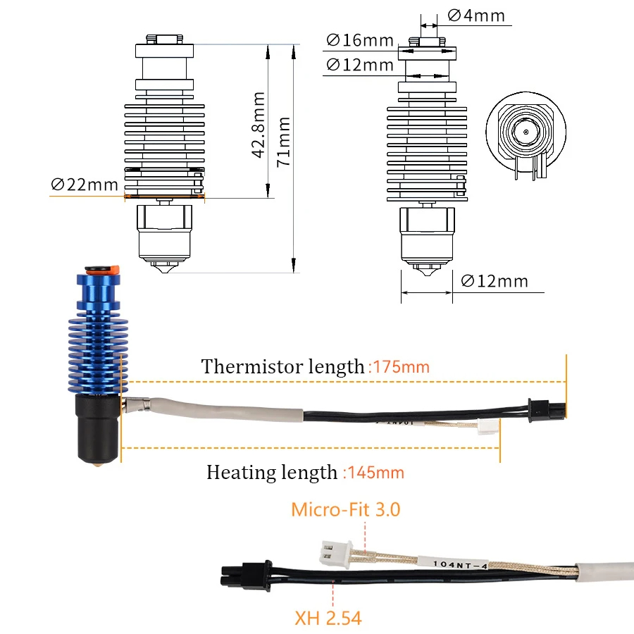 火山 Hotend E3D V6 24V 50 ワット 60 - 3D Printing Ender のレビューと価格