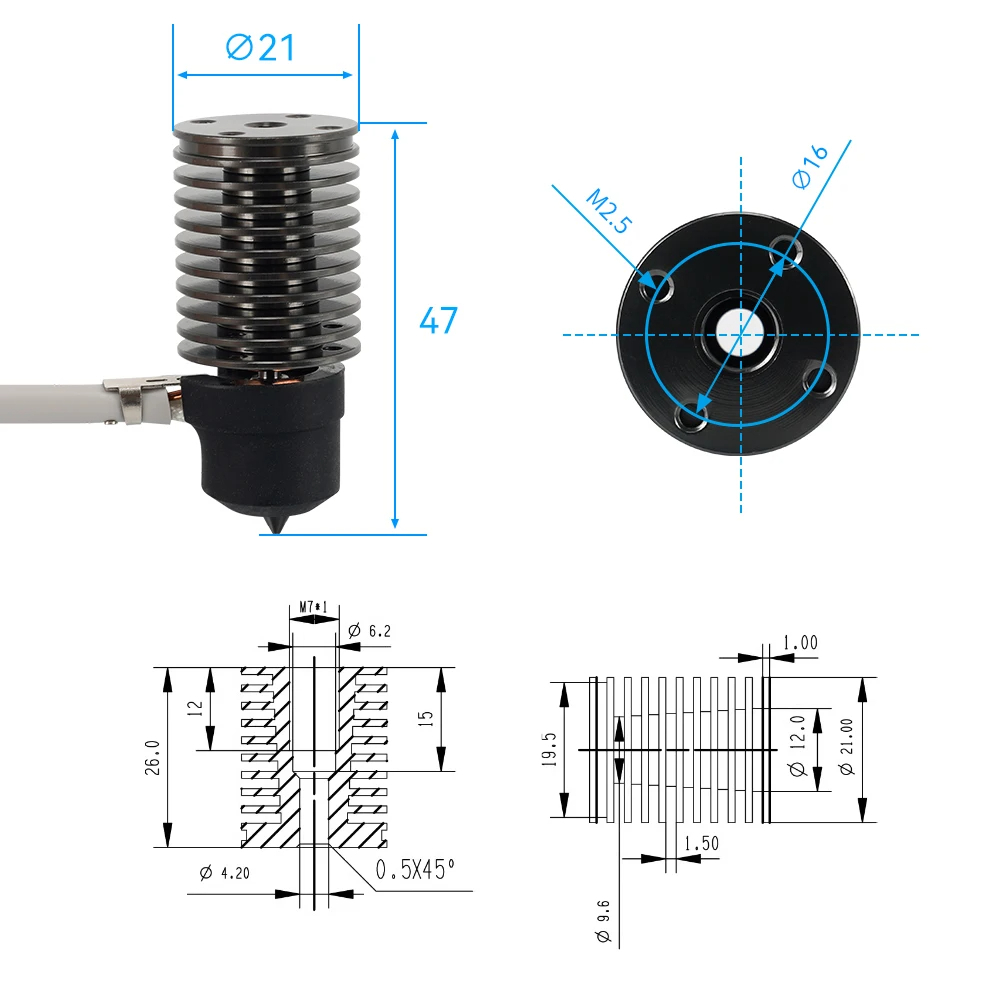 火山 Hotend E3D V6 24V 50 ワット 60 - 3D Printing Ender のレビューと価格